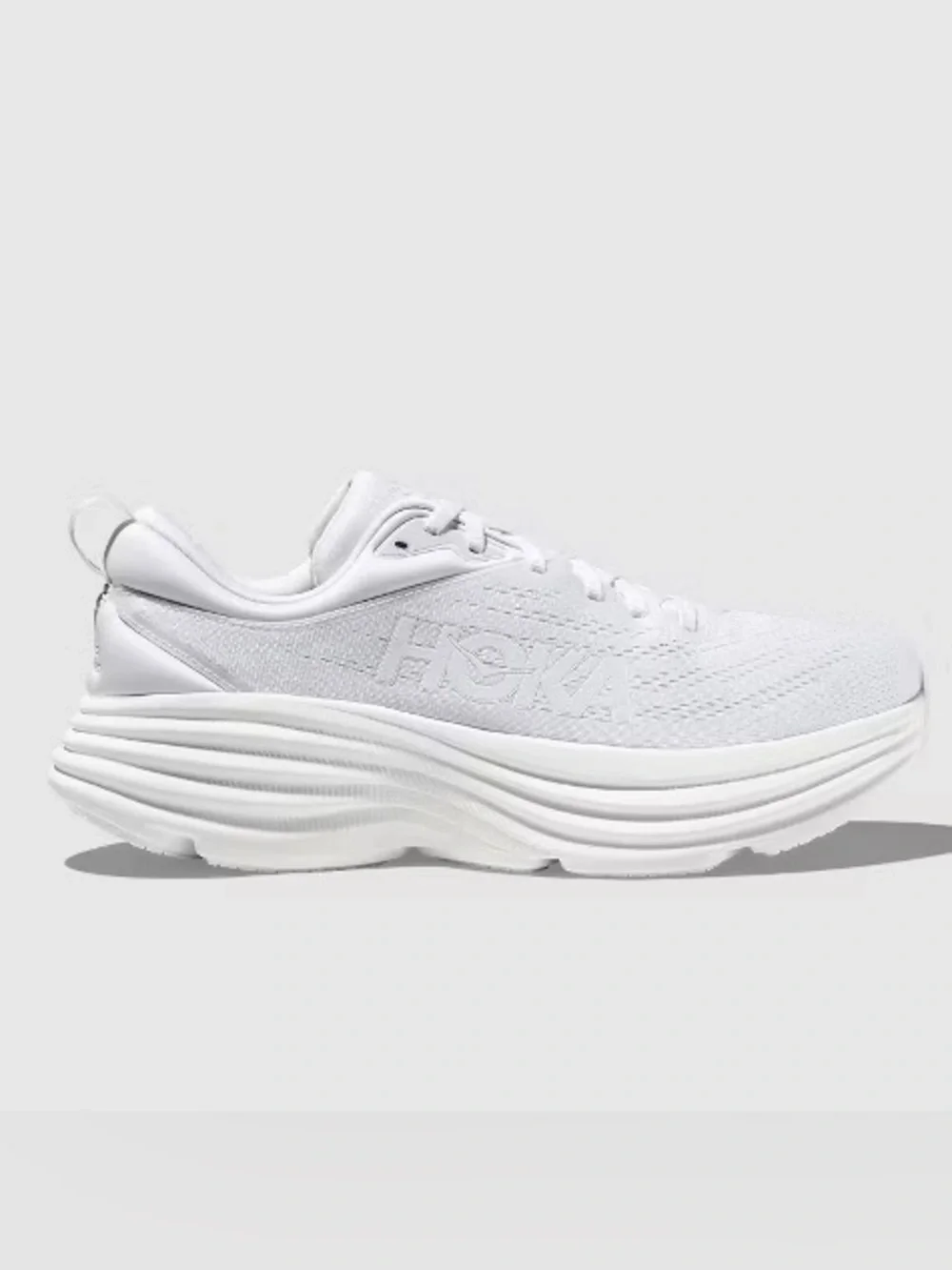 Hoka Bondi 8 Women's White Cushioned Running Shoe - Picture 1 of 16